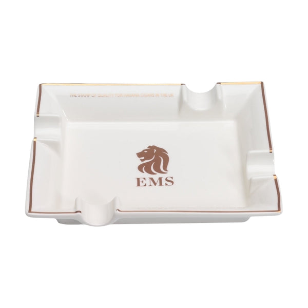 EMS white ceramic ashtray