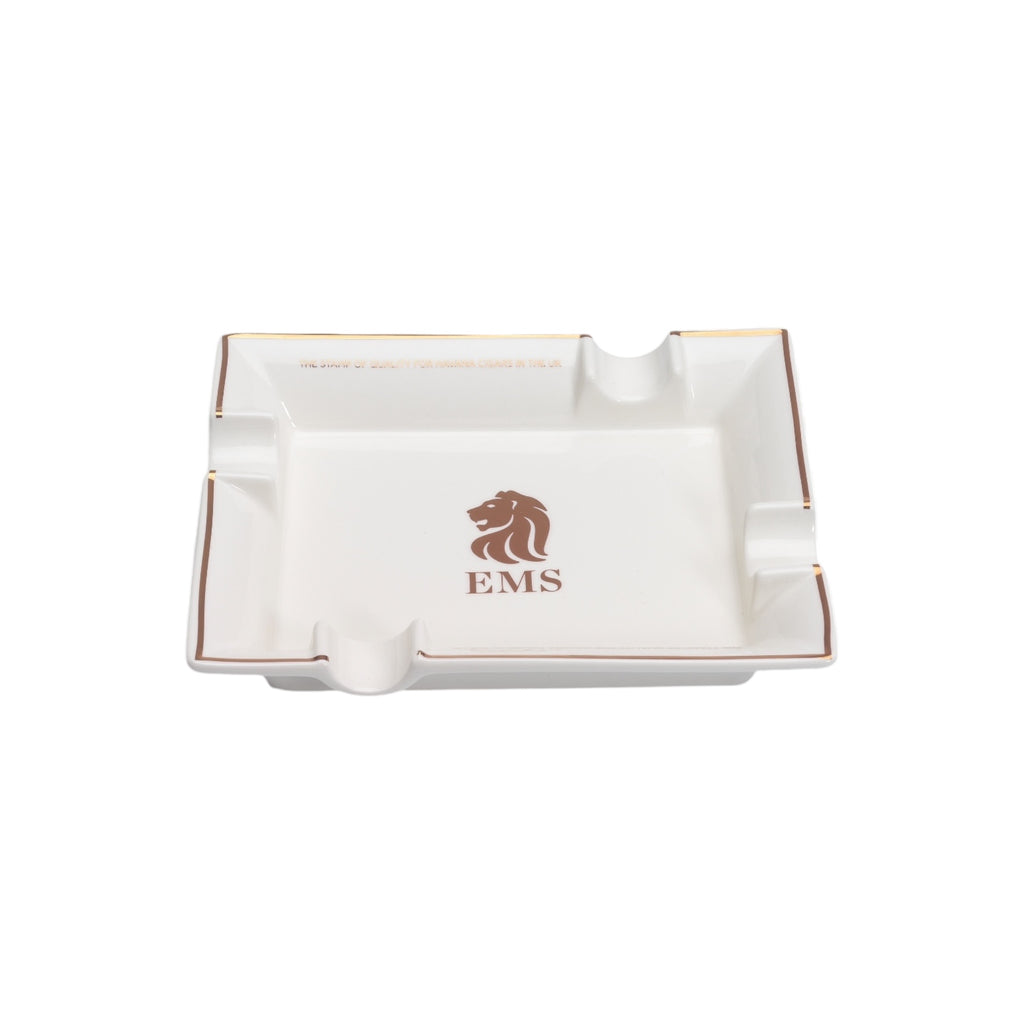 EMS white ceramic ashtray